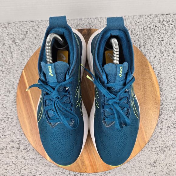 Asics Womens 9 Gel-Nimbus 25 Ink Teal Lime Green Athletic Gym Road Running Shoe - Picture 5 of 12